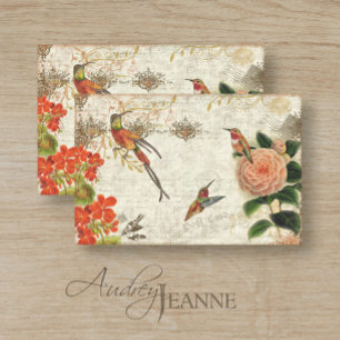 Fall Floral Foliage Hummingbirds Script Decoupage Tissue Paper