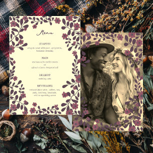 Fall Floral Frame Sweet Boho Casual PHOTO Wedding  Menu