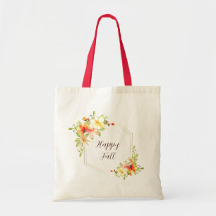 Fall floral frame with customisable text tote bag