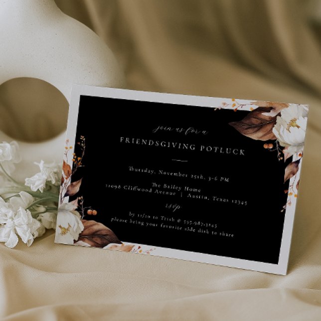 Fall Floral Friendsgiving Dinner Party Invitation (Creator Uploaded)