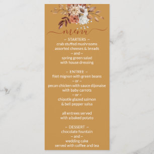 Fall Floral Gold Wedding Menu
