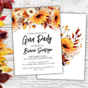 Fall Floral Graduation Party Invitation