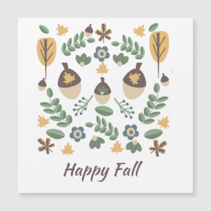 Fall Floral Greenery Leaves Acorn Pattern 