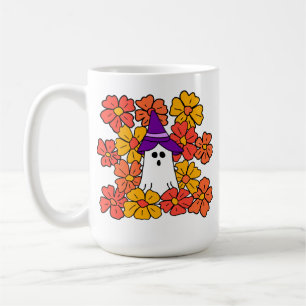 Fall Floral Halloween Ghost Coffee Mug