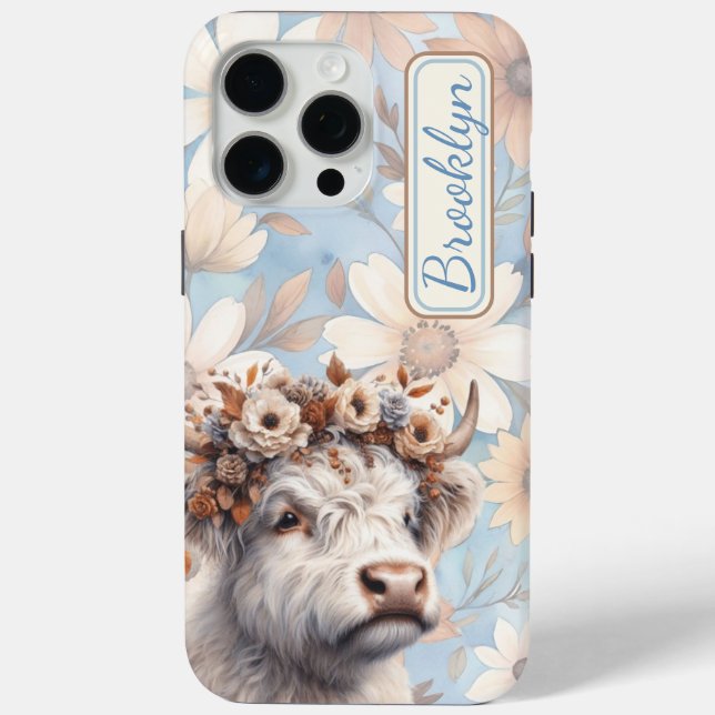 Fall Floral Highland Cow Case-Mate iPhone Case (Back)
