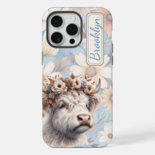 Fall Floral Highland Cow iPhone 15 Pro Max Case