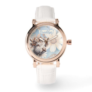 Fall Floral Highland Cow Watch