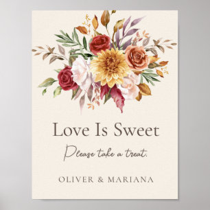 Fall Floral Ivory Wedding Love Is Sweet Sign