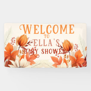 fall floral leaves baby shower  banner