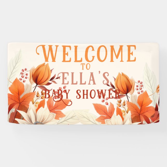 fall floral leaves baby shower  banner (Horizontal)