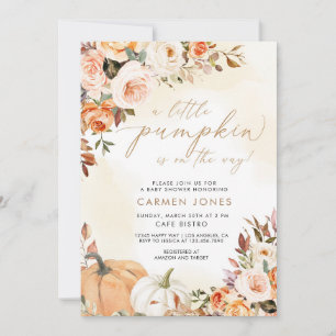 Fall Floral Little Pumpkin Baby Shower Invitation