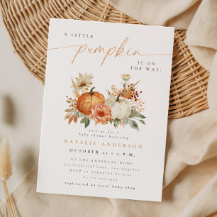 Fall Floral Little Pumpkin Baby Shower Invitation
