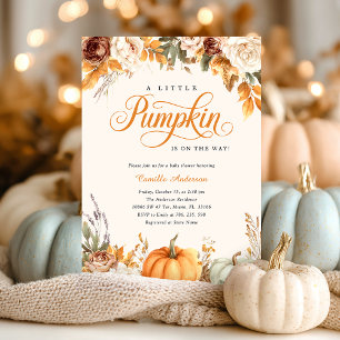 Fall Floral Little Pumpkin Baby Shower Invitation