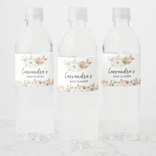 Fall Floral Little Pumpkin Baby Shower Water Bottle Label