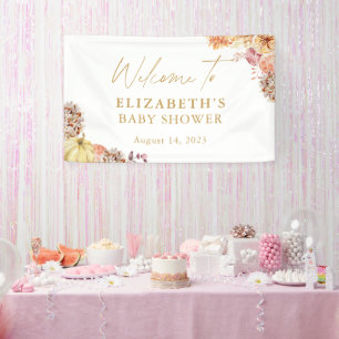 Fall Floral Little Pumpkin Baby Shower Welcome  Banner