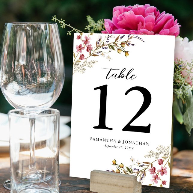 Fall Floral Modern Wildflowers Wedding Table Number (Creator Uploaded)