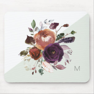 Fall Floral Monogram Mouse Mat