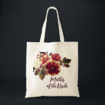 Fall Floral Mother of the Bride Wedding Gift Tote Bag<br><div class="desc">Fall wedding Mother of the Bride tote bag depicts an autumn floral watercolor design with elegant burnt orange and pink flowers and greenery. The bag can be customised for your bridal party.</div>