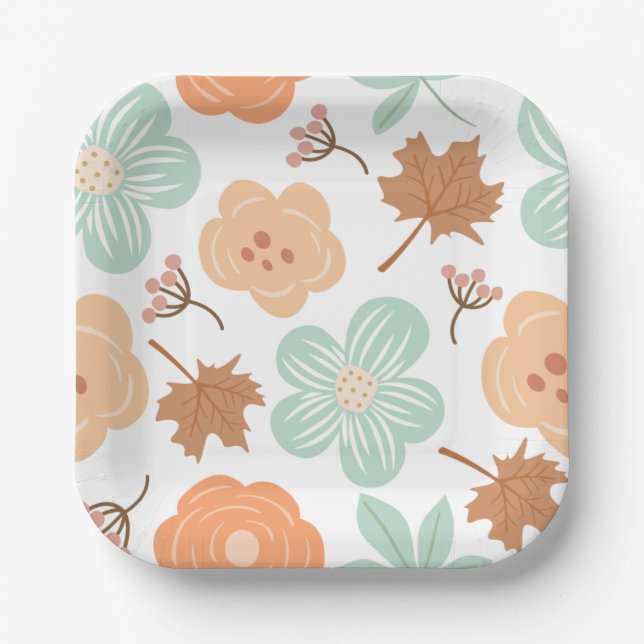 Fall Floral Paper Plate (Front)