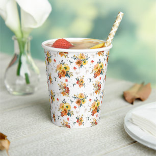 Fall Floral Pattern  Paper Cups