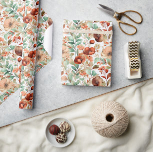 Fall floral pattern wrapping paper