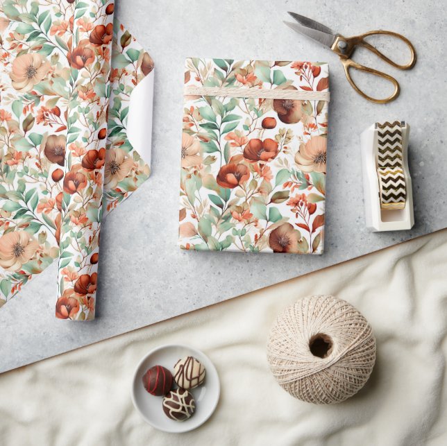 Fall floral pattern wrapping paper (Crafts)