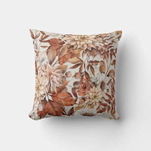 Fall Floral Patterned Throw Pillow 2