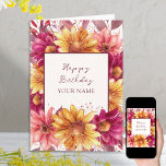 Fall Floral Personalised Birthday Card<br><div class="desc">Fall floral birthday card which you can personalise with a name or relation on the front and your custom message inside. Watercolor design with flowers and autumn foliage in warm seasonal colours and lettered with handwritten script and classic typography.</div>