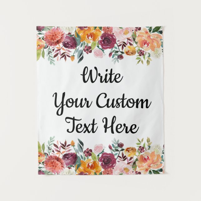 Fall Floral Photobooth Backdrop Wedding Prop Decor Tapestry (Front)