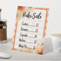 Fall Floral Plaid Bake Sale Sign Template