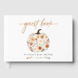 Fall Floral Pumpkin Baby Shower Guest Book