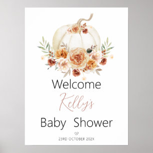 Fall Floral Pumpkin Baby Shower Welcome Sign