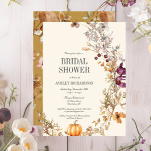 Fall Floral Pumpkin Boho Bridal Shower Invitation