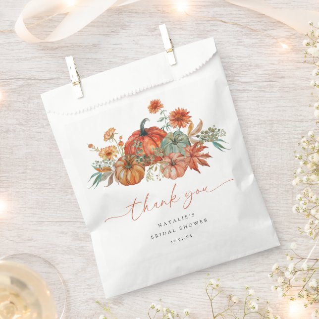Fall Floral Pumpkin Bridal Shower Favour Bags (Clipped)