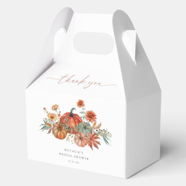Fall Floral Pumpkin Bridal Shower Favour Box (Front)