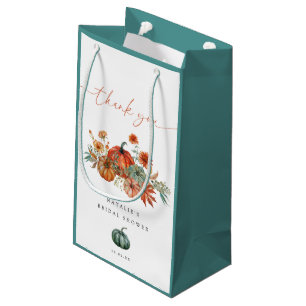 Fall Floral Pumpkin Bridal Shower Favour Small Gift Bag