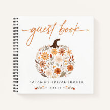 Fall Floral Pumpkin Bridal Shower Guest Book