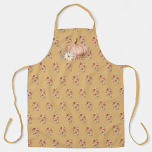 Fall Floral Pumpkin Butterfly Mustard Watercolor Apron
