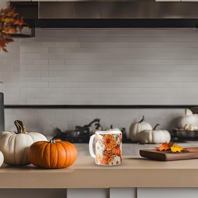 Fall Floral Pumpkin Coffee Mug (Creator Uploaded)