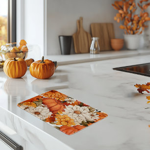 Fall Floral Pumpkin Cutting Board