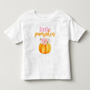 Fall Floral Pumpkin Girl's Birthday Pink & Orange Toddler T-Shirt