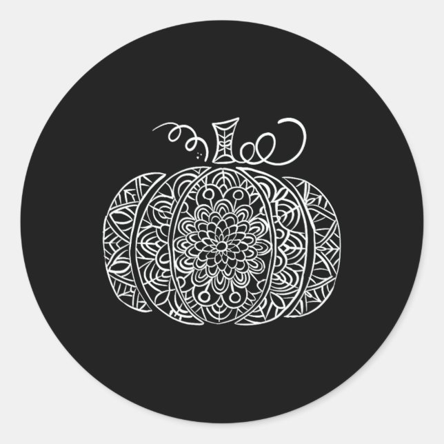Fall Floral Pumpkin Graphic  Classic Round Sticker (Front)