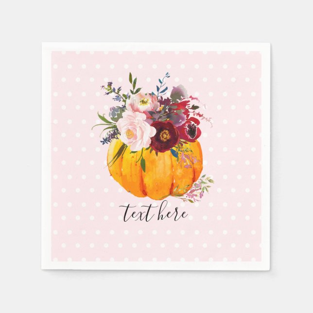 fall, floral, pumpkin napkin (Front)