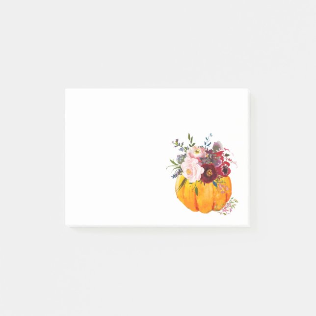 fall, floral, pumpkin post-it notes (Front)