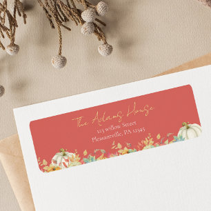 Fall Floral Pumpkin Return Address