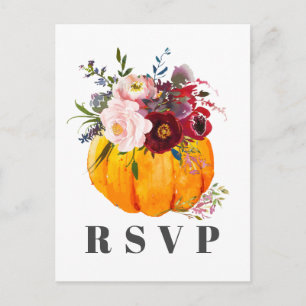 fall, floral, pumpkin RSVP card
