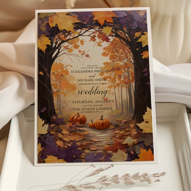 Fall Floral Pumpkin Rustic Wedding Invitation (Creator Uploaded)