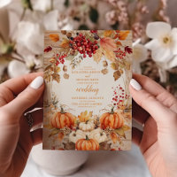 Fall Floral Pumpkin Scrip Wedding