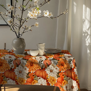 Fall Floral Pumpkin Tablecloth