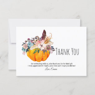 fall, floral, pumpkin thank you